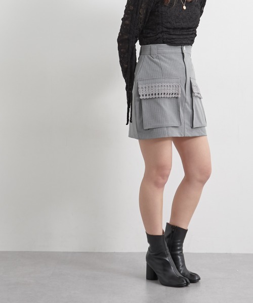 alice auaa ストライプ ミニスカート ALLuRing ChaRm スカート Stripe A Line Skirt / Aラインストライプ