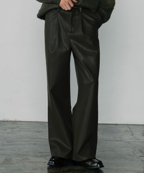 LURAKU パンツ 「LURAKU」Leather Wide Pants / レザーワイドパンツ