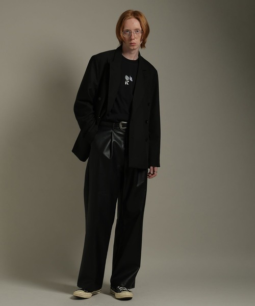 LURAKU パンツ 「LURAKU」Leather Wide Pants / レザーワイドパンツ