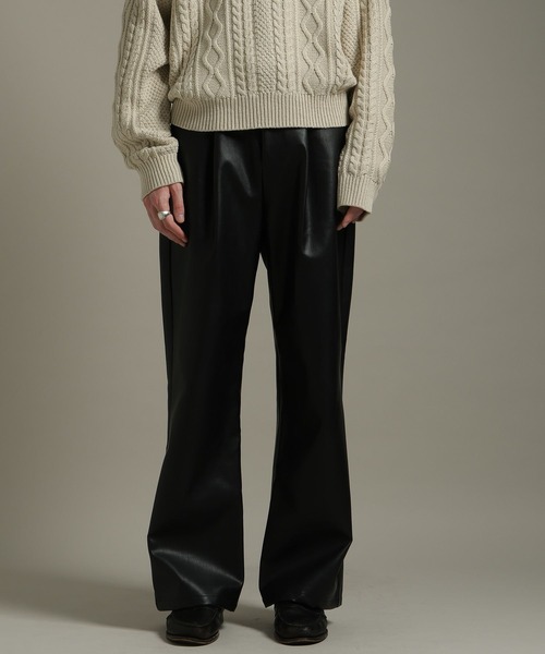 LURAKU パンツ 「LURAKU」Leather Wide Pants / レザーワイドパンツ