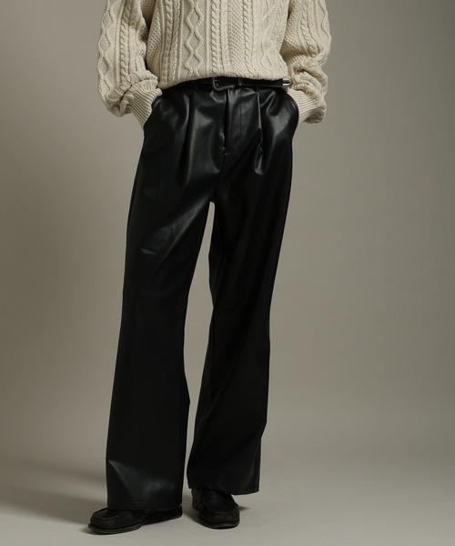 LURAKU パンツ LURAKU パンツ 「LURAKU」Leather Wide Pants / レザーワイドパンツ