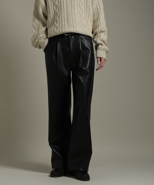 LURAKU パンツ 「LURAKU」Leather Wide Pants / レザーワイドパンツ