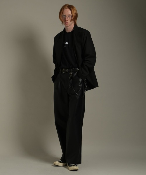 LURAKU パンツ 「LURAKU」Leather Wide Pants / レザーワイドパンツ