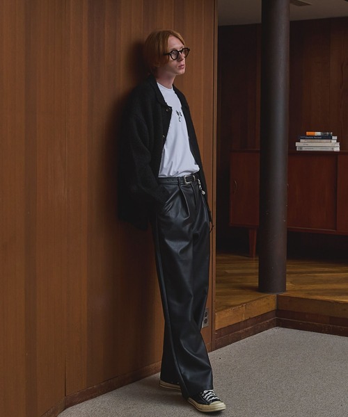 LURAKU パンツ 「LURAKU」Leather Wide Pants / レザーワイドパンツ