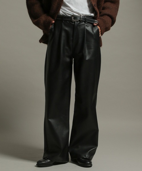 LURAKU パンツ 「LURAKU」Leather Wide Pants / レザーワイドパンツ