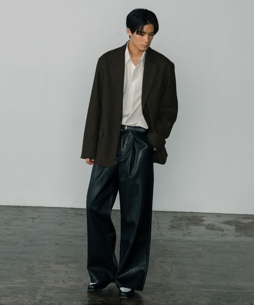 LURAKU パンツ 「LURAKU」Leather Wide Pants / レザーワイドパンツ