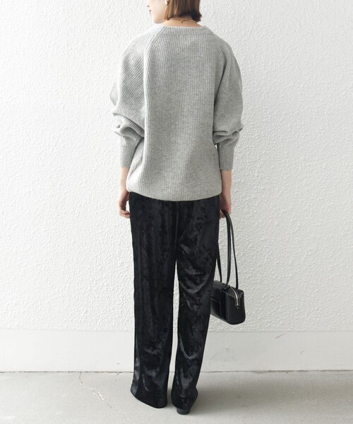 SHIPS any パンツ any:「手洗い可能」クラッシュ ベロア サイドライン