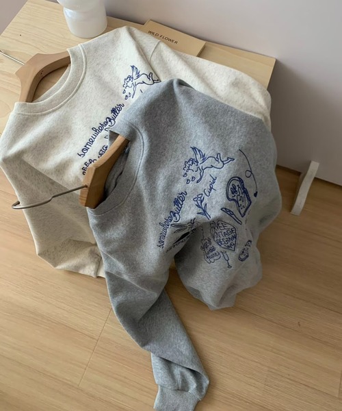 WEGO トレーナー スウェット WEGO/落書き刺繍スウェット