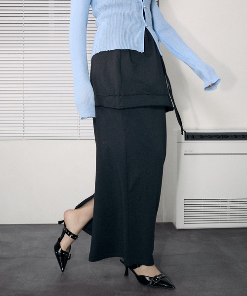 スカート LIMI feu Layered Tight Skirt LIMI feu 20th Anniv. Collection]Back Satin Border Layered