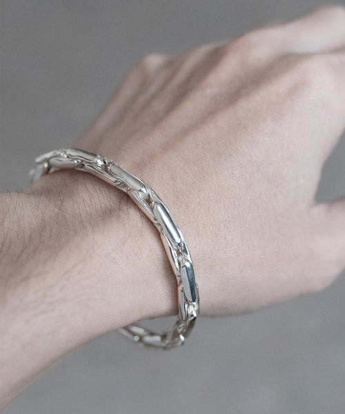 スネーク チェーンブレスレット SNAKY シルバー×ブラック 安心ステンレス製 太め スネークチェーンブレスレット シルバー