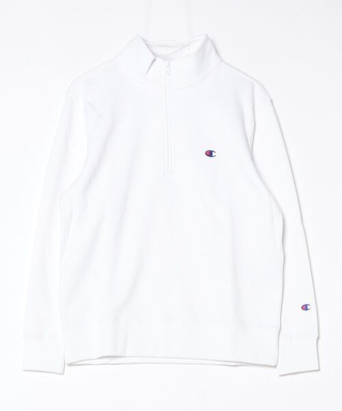 ホワイト ハーフジップ スウェット Champion（チャンピオン） トレーナー スウェット 「Champion
