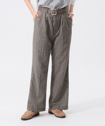 BEAMS ストライプ スラックス Mサイズ B：MING by BEAMS スラックス パンツ ダブル ウエスト