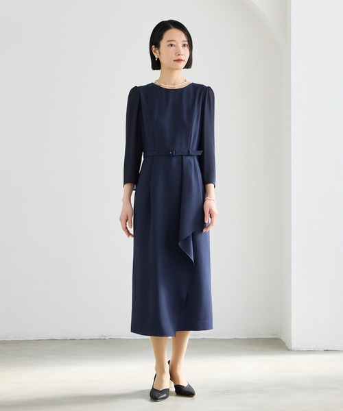 AIMER（エメ） ワンピース ベルト付きアシンメトリーラッフルタイト