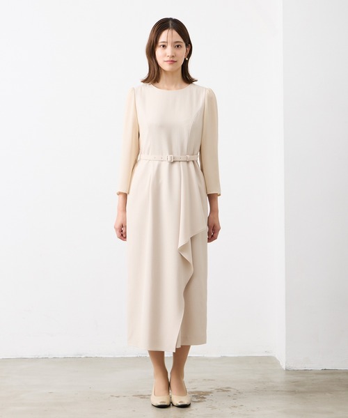 AIMER（エメ） ワンピース ベルト付きアシンメトリーラッフルタイト