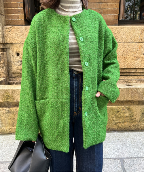 「Chez toi」 ツイードジャケット FREE オフホワイト レディース_画像3