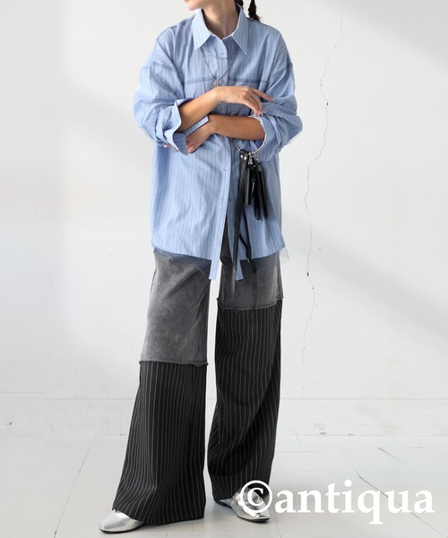 ANTIQUA セットアップ antiqua セットアップ コーデセット 刺繍ベスト×ストレート