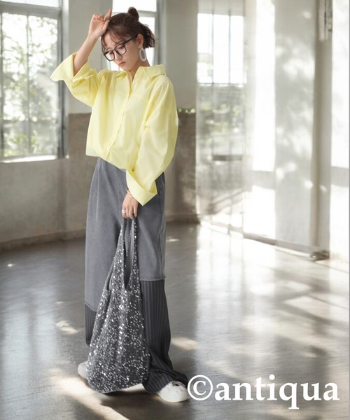 ANTIQUA セットアップ antiqua セットアップ コーデセット 刺繍ベスト×ストレート