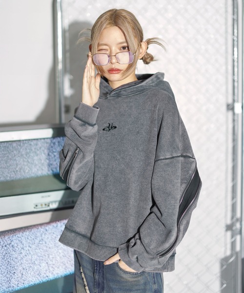 パーカー ヘビーウェイトヴィンテージ加工バックジッププルパーカー