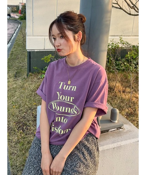 Ungrid tシャツ ヴィンテージウォッシュロゴビッグTee