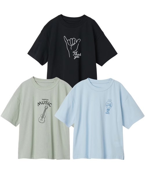 tシャツ 「洗い替えに嬉しい3枚組♪」綿100％プリントTシャツ