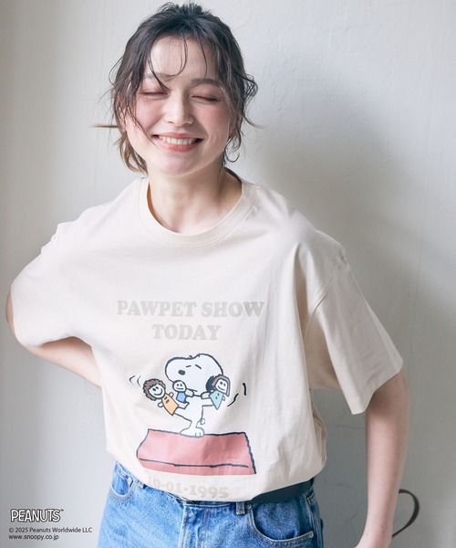 tシャツ 「PEANUTS」スヌーピープリントTシャツ レディース PEANUTS tシャツ スヌーピー プリント Tシャツ 半袖 レディース