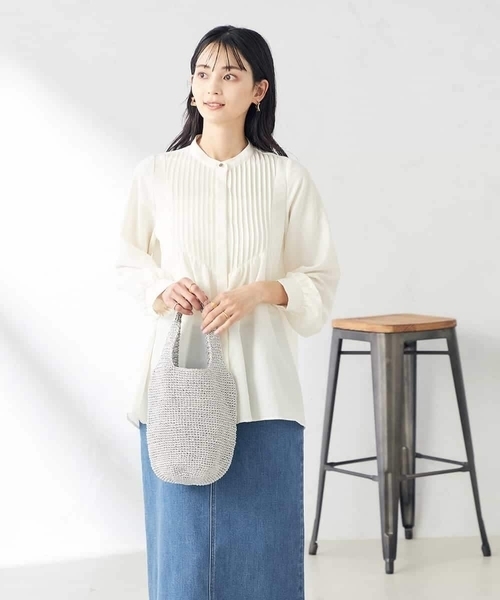 ♡panda♡♡fitmore♡ピンタックフレアシャツブラウス ピンタックフレアシャツブラウス【メール便】 レビュー | Fit more