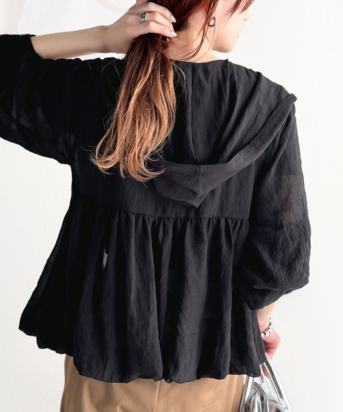 ジプソフィア 人気 バルーンブラウス  黒 Zip Blouse | gypsohila
