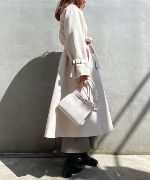 [one after another NICE CLAUP] пальто с отложным воротником LARGE черный женский 