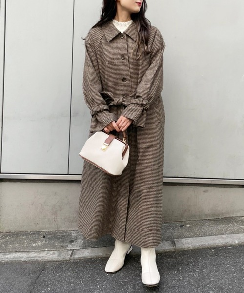 [one after another NICE CLAUP] пальто с отложным воротником LARGE черный женский 