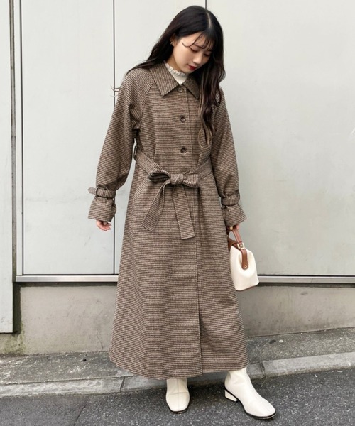 [one after another NICE CLAUP] пальто с отложным воротником LARGE черный женский 