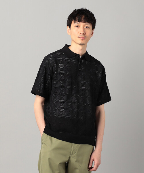 セーター ニット メッシュ編み ニットポロ メンズ