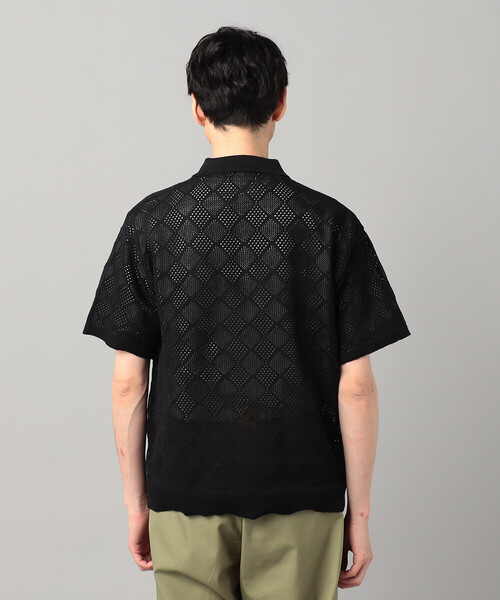 セーター ニット メッシュ編み ニットポロ メンズ
