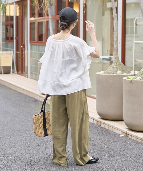 FREAK&#39;S STORE - FREAK&#39;S STORE  ピンタックレースシャツ　ホワイト FREAK'S STORE ブラウス シャツ 限定展開 インド レース