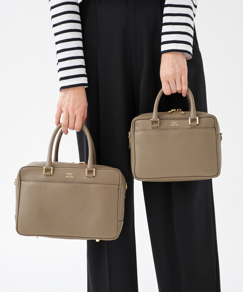 新品 イエナ マニュエルミラノ レザーボストンバッグ 黒 IENA Manuel MILANO/マニュエルミラノ】レザーバッグ（ハンドバッグ）｜IENA