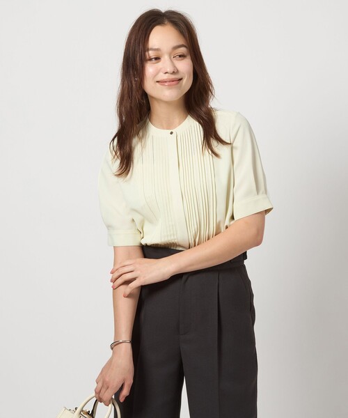 【24SS】green label relaxing洗えるピコピンタックブラウス green label relaxing ブラウス シャツ ピコピンタック ショート