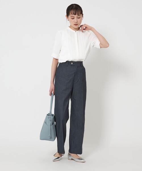 green label relaxing ブラウス シャツ ピコピンタック ショート