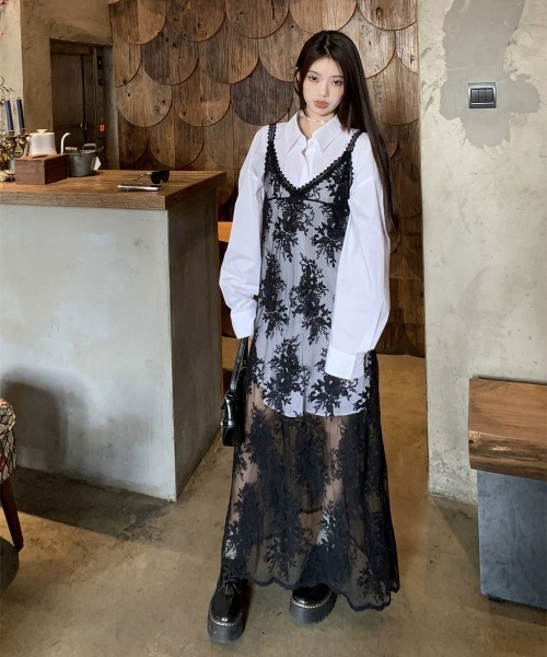 gossip!ロサンゼルス ワンピース Y2Kヴィンテージ風 Vネック