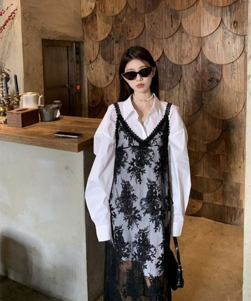 gossip!ロサンゼルス ワンピース Y2Kヴィンテージ風 Vネック