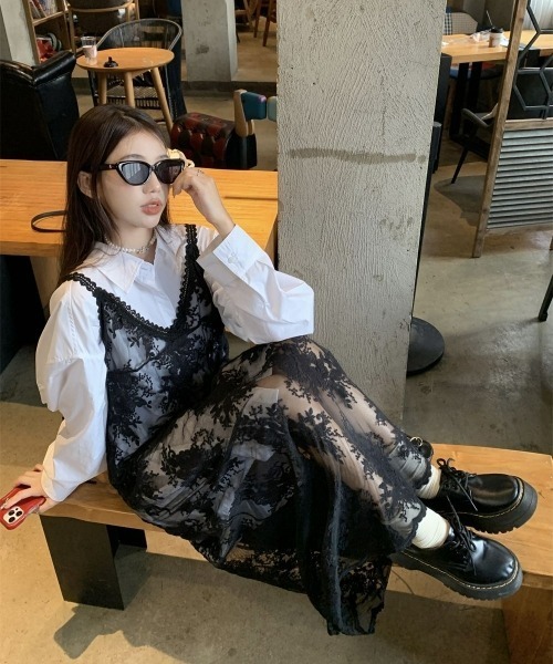gossip!ロサンゼルス ワンピース Y2Kヴィンテージ風 Vネック