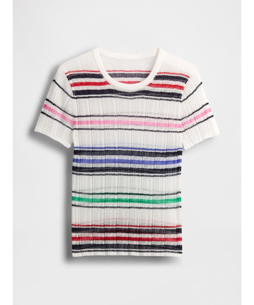 tシャツ シアーボーダーTシャツ レディース GAP tシャツ シアー ボーダー リブTシャツ レディース