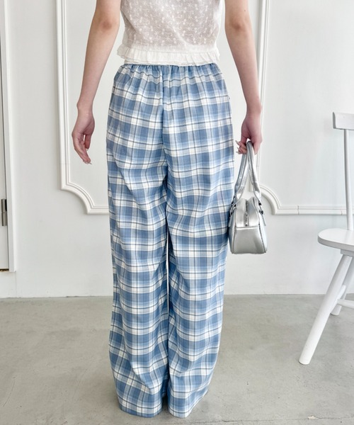 SOLLON.（ソルロン） パンツ レイヤード風チェックパンツ レディース