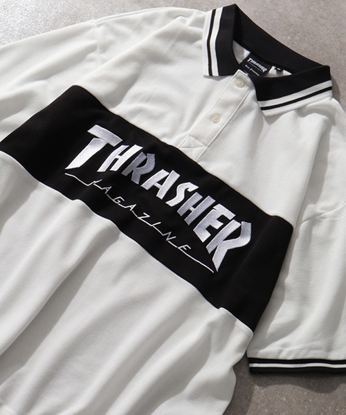 THRASHER ポロシャツ 「THRASHER/スラッシャー」ロゴ刺繍ライン