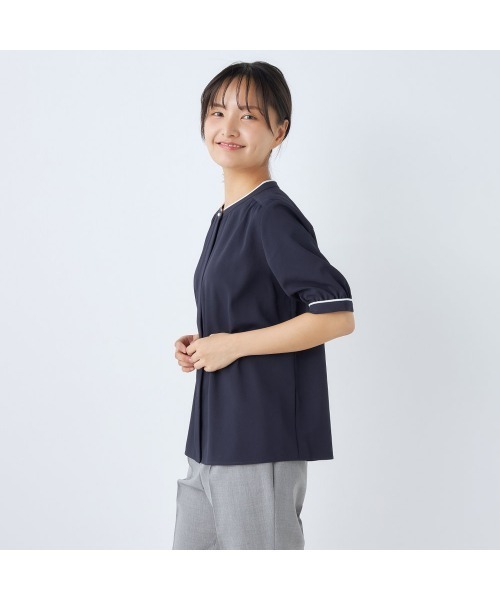 袖切り替えが可愛い プルオーバー シャツ 春ブラウス デザインシャツ クルーネック オールシーズン ブラウスシャツ ニットベストシンプルコーデ 楽天市場】ボリュームスリーブ スイッチングブラウス サイド