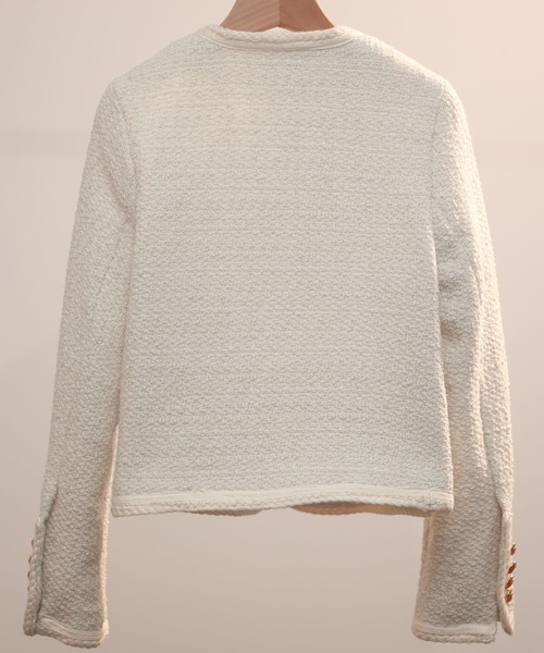 「SAISON DE PAPILLON」 ノーカラージャケット L ホワイト レディース_画像3