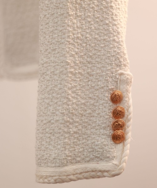 「SAISON DE PAPILLON」 ノーカラージャケット L ホワイト レディース_画像6