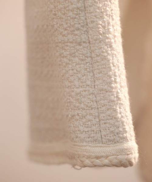 「SAISON DE PAPILLON」 ノーカラージャケット L ホワイト レディース_画像7