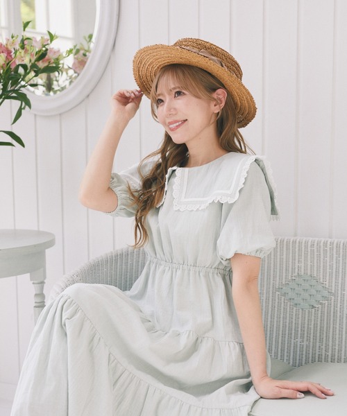 アリーム（Areeam）/スクエアカラーティアードワンピース Areeam（アリーム） ワンピース スクエアカラーティアードワンピース