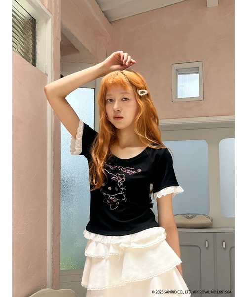 tシャツ ANGEL「HELLO KITTY」RHINESTONE L/S Tシャツ レディース MORE self LOVE tシャツ ANGEL「HELLO KITTY」 RHINESTONE TEE