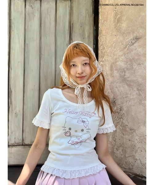 tシャツ ANGEL「HELLO KITTY」RHINESTONE L/S Tシャツ レディース MORE self LOVE tシャツ ANGEL「HELLO KITTY」 RHINESTONE TEE