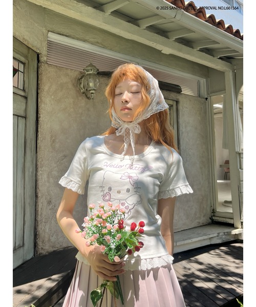 tシャツ ANGEL「HELLO KITTY」RHINESTONE L/S Tシャツ レディース MORE self LOVE tシャツ ANGEL「HELLO KITTY」 RHINESTONE TEE